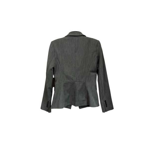Express Gray Tailored Career Blazer Size 4 One Button Classic Office Workwear - Picture 2 of 9